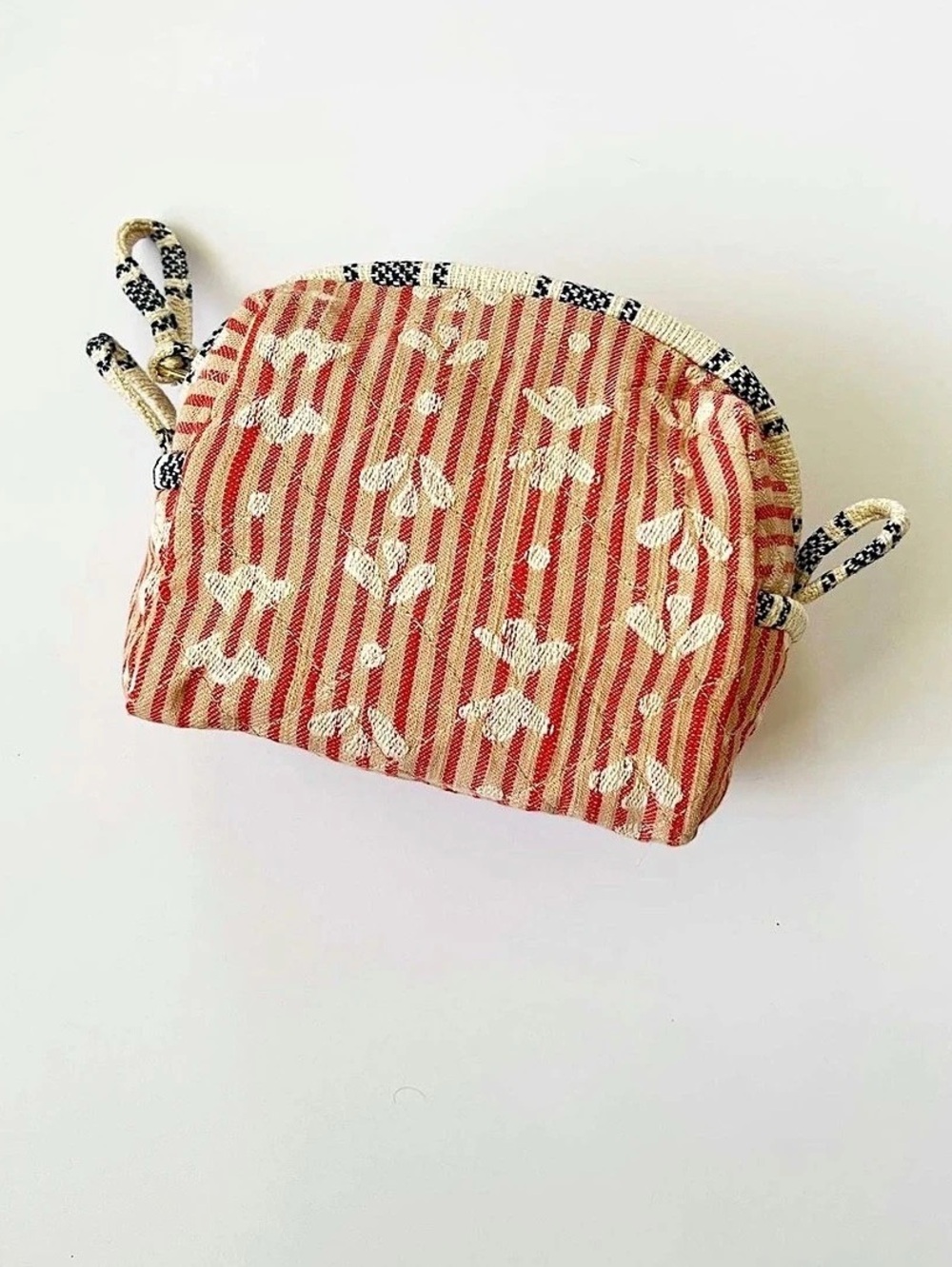 Ace&jig Red & Cream Striped Cosmetic Bag